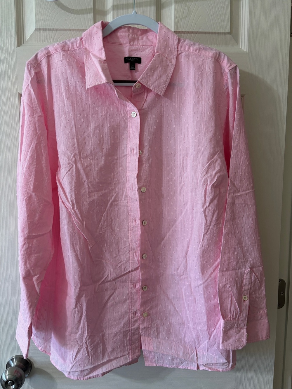 Talbots Pink Textured Button Down Top size 2X